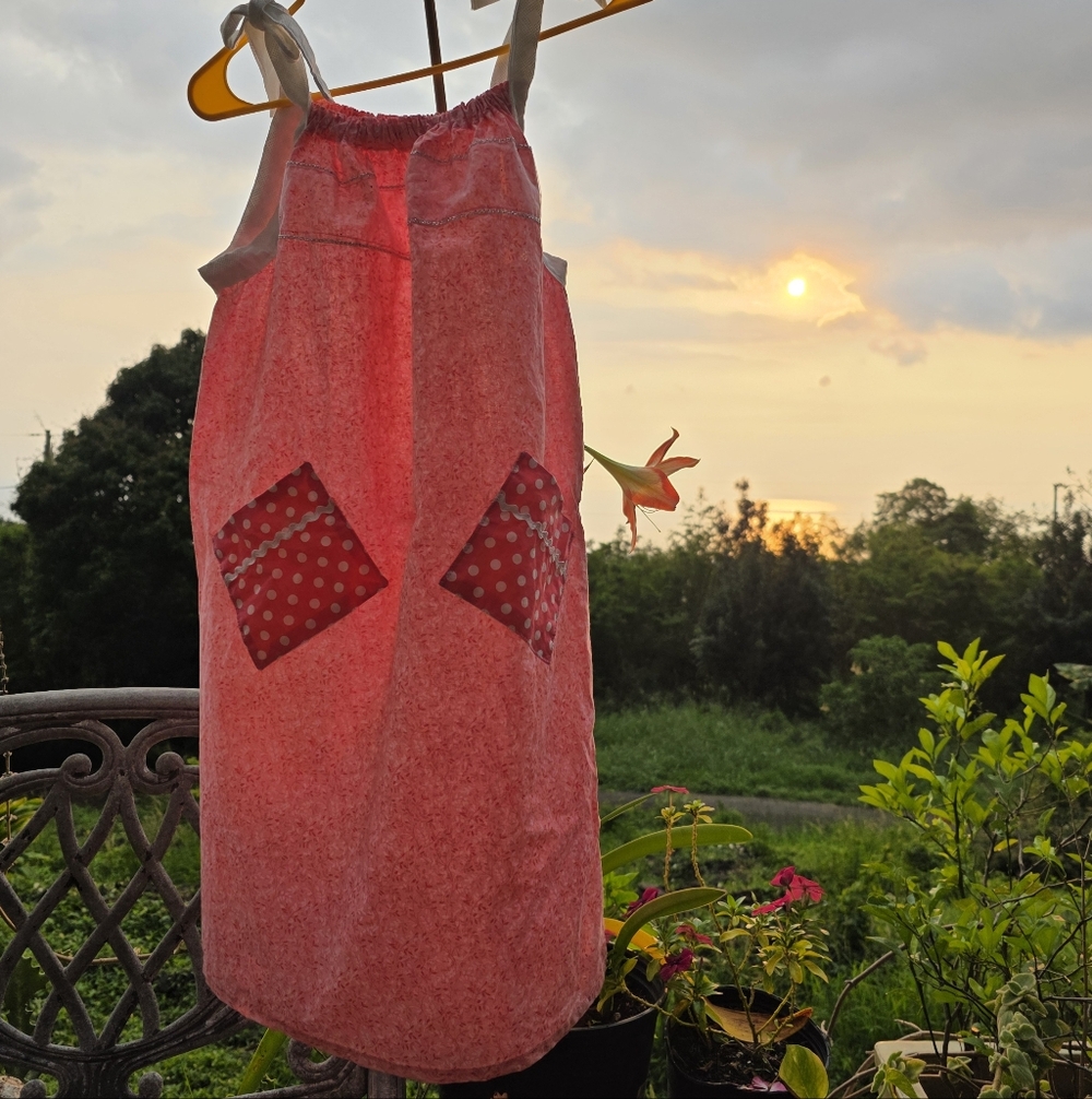 Smock / Pinafore Handmade Hawaiian Mumu Sundress with Polka Dot Pockets One Size